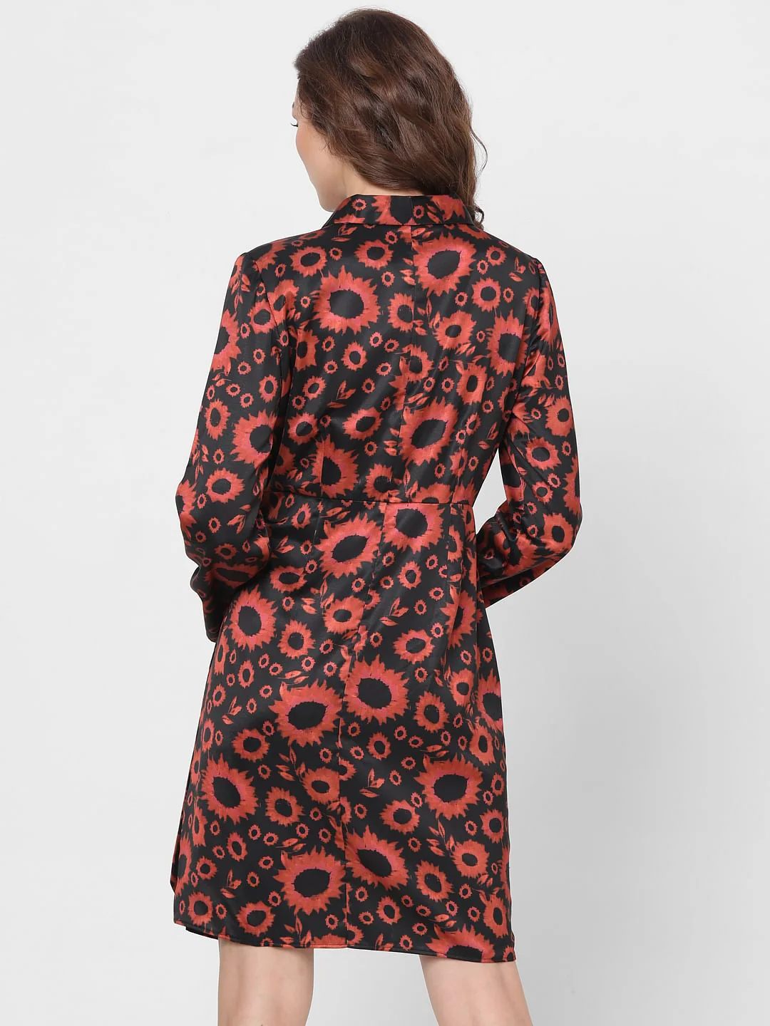 Orange Printed Fit & Flare Dress - Image 4