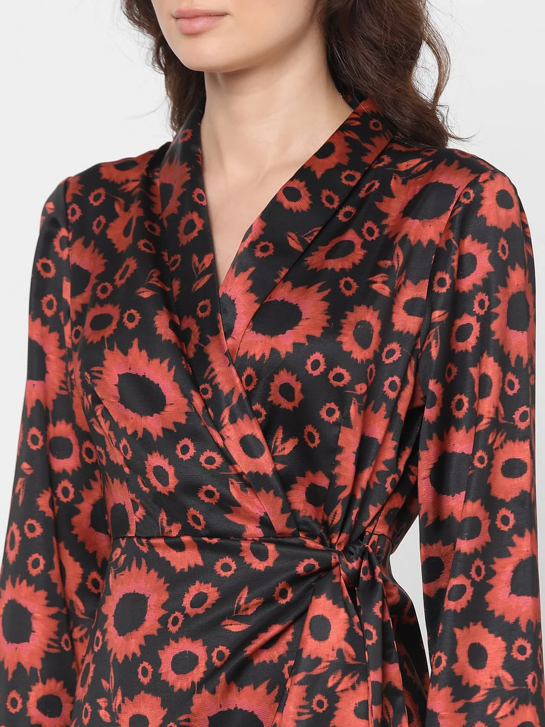 Orange Printed Fit & Flare Dress - Image 6