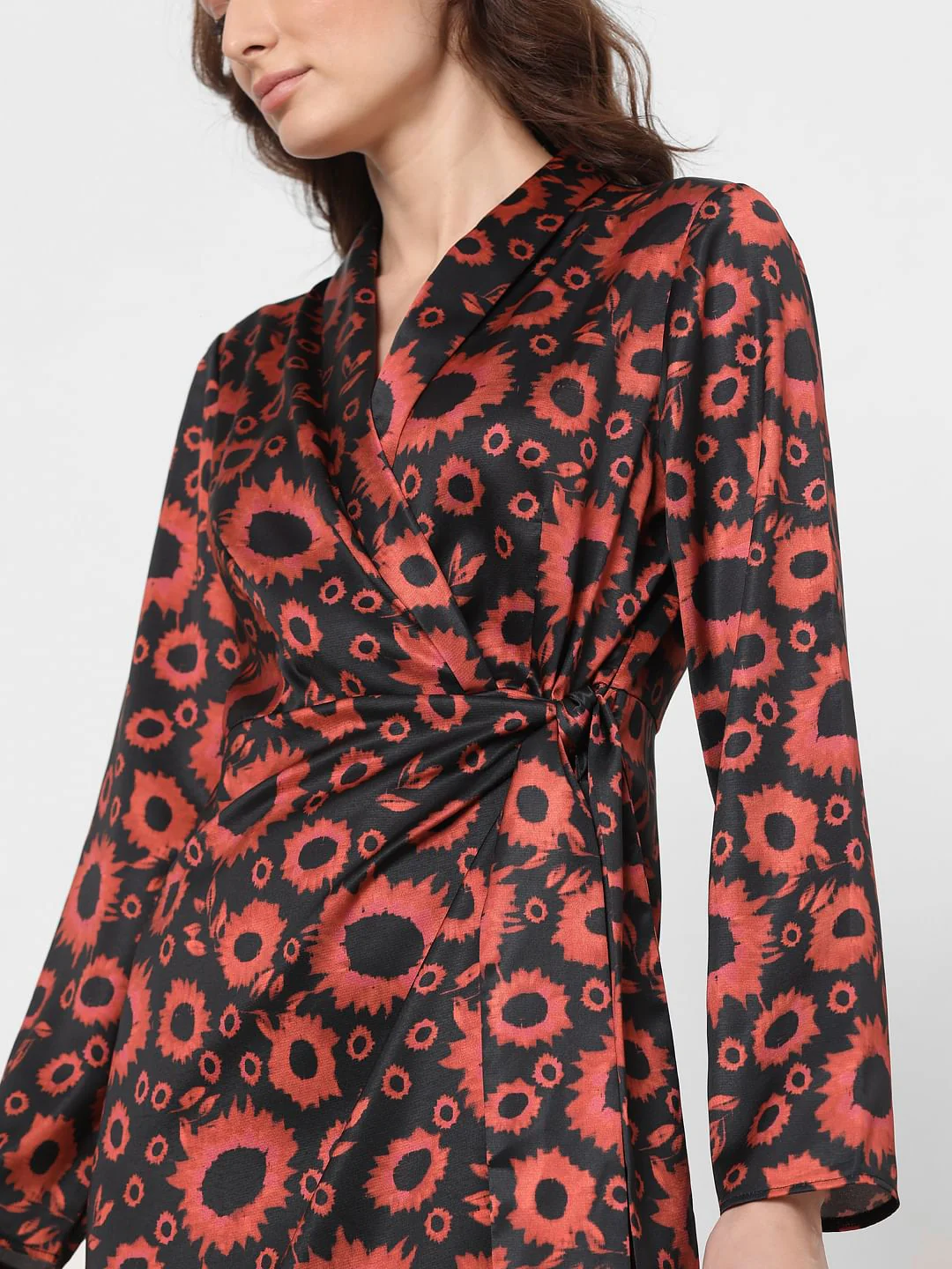 Orange Printed Fit & Flare Dress - Image 8