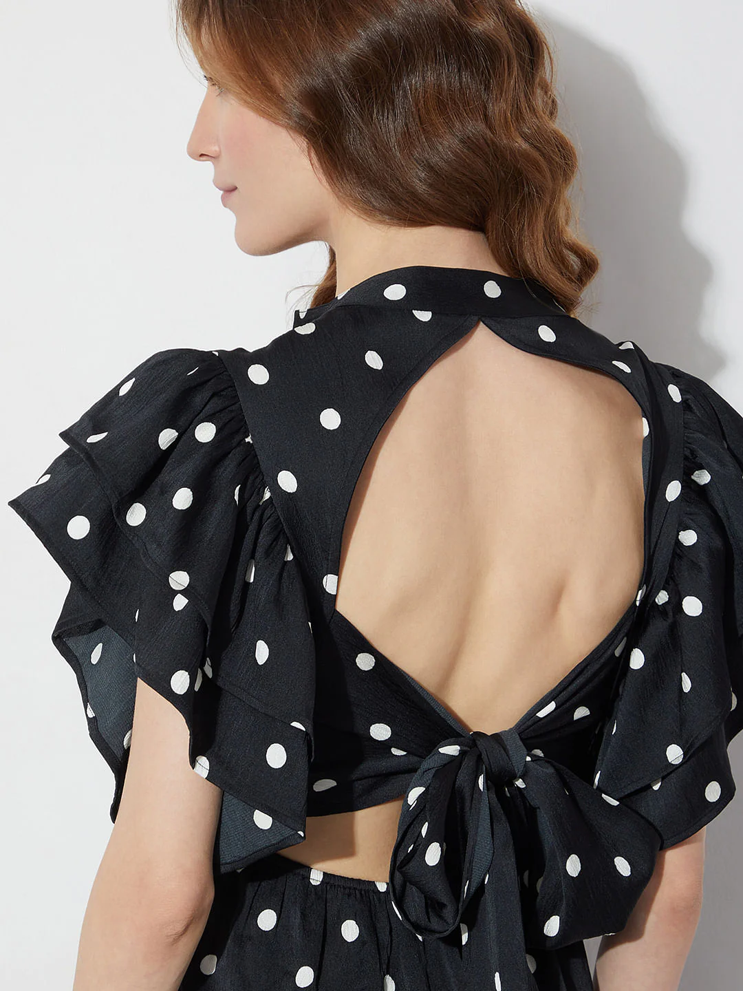 Black Polka Dot Tiered Dress - Image 6