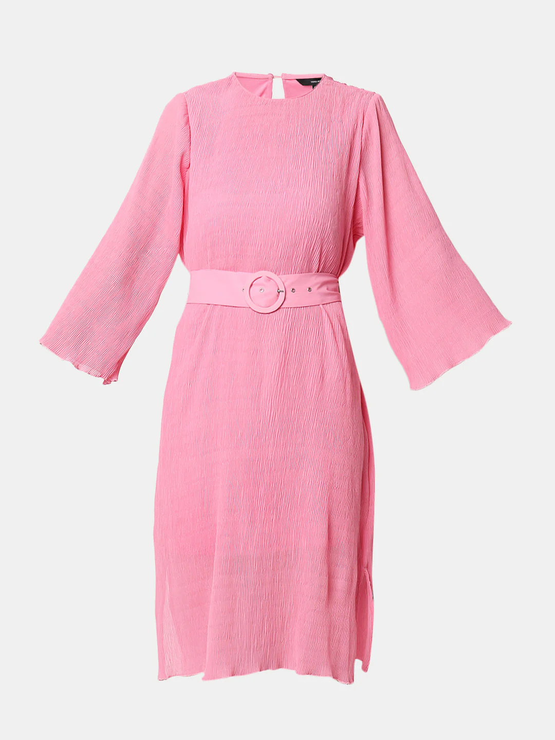 Pink Plisse Pleats Midi Dress - Image 7