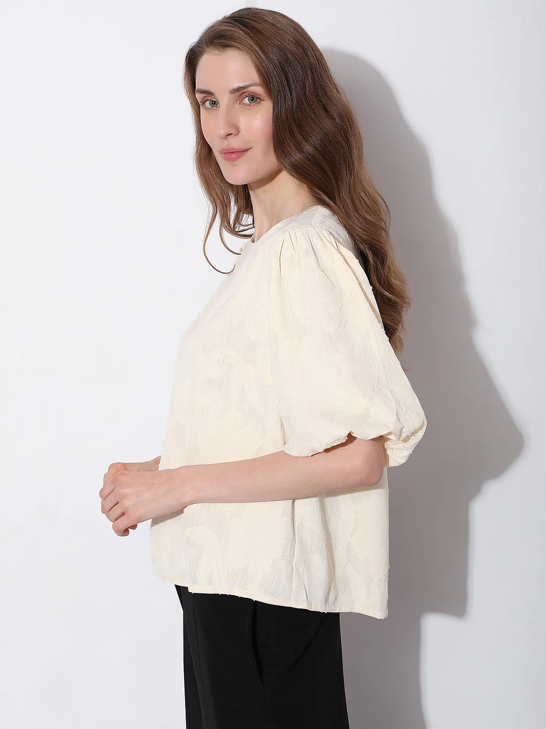 Beige Puff Sleeves Top - Image 3