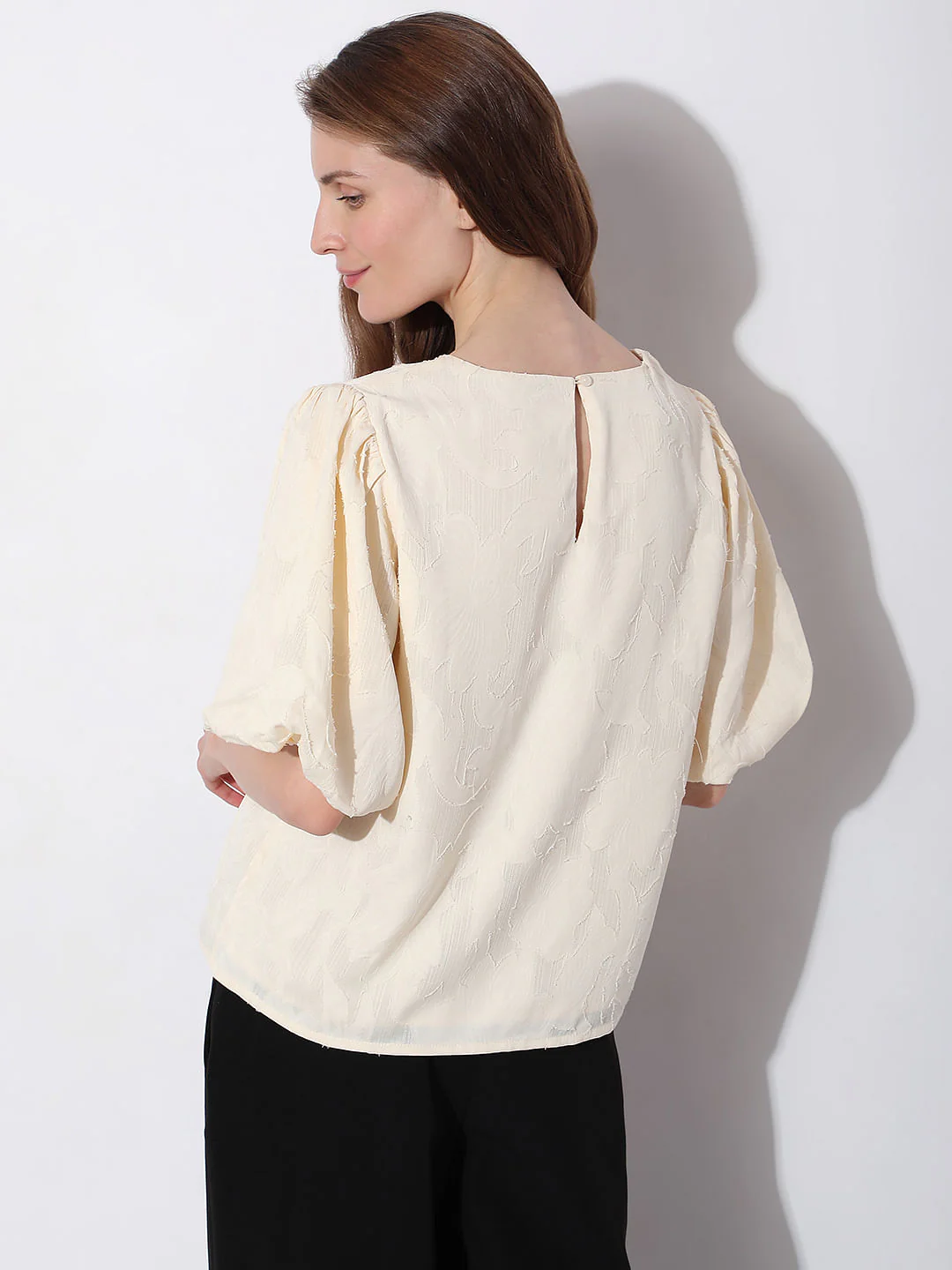 Beige Puff Sleeves Top - Image 4