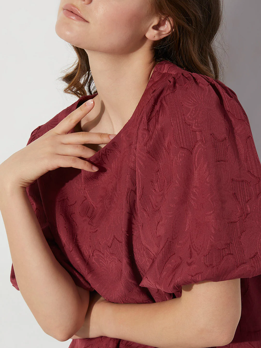 Maroon Floral Textured Top - Image 6