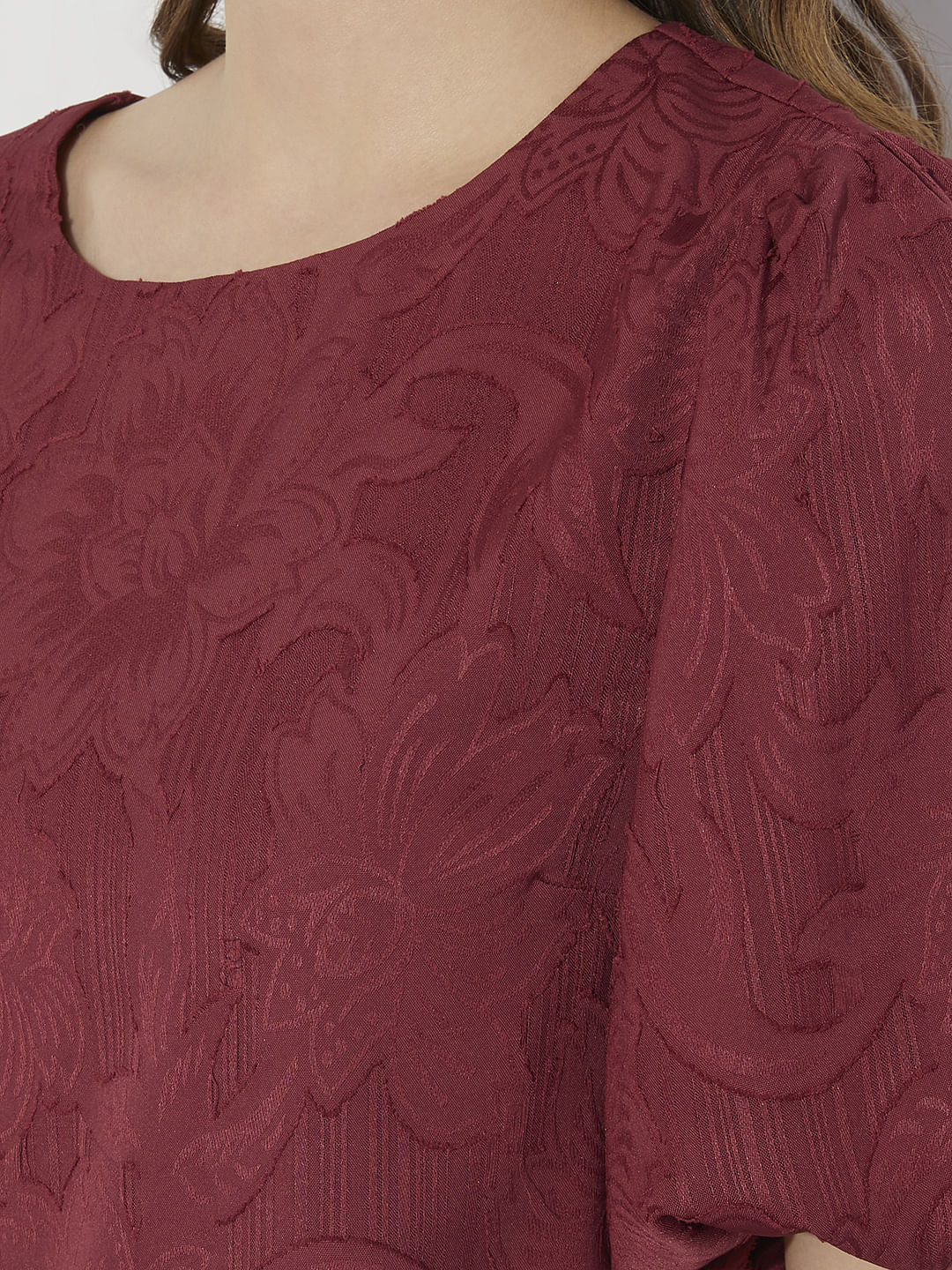 Maroon Floral Textured Top - Image 8