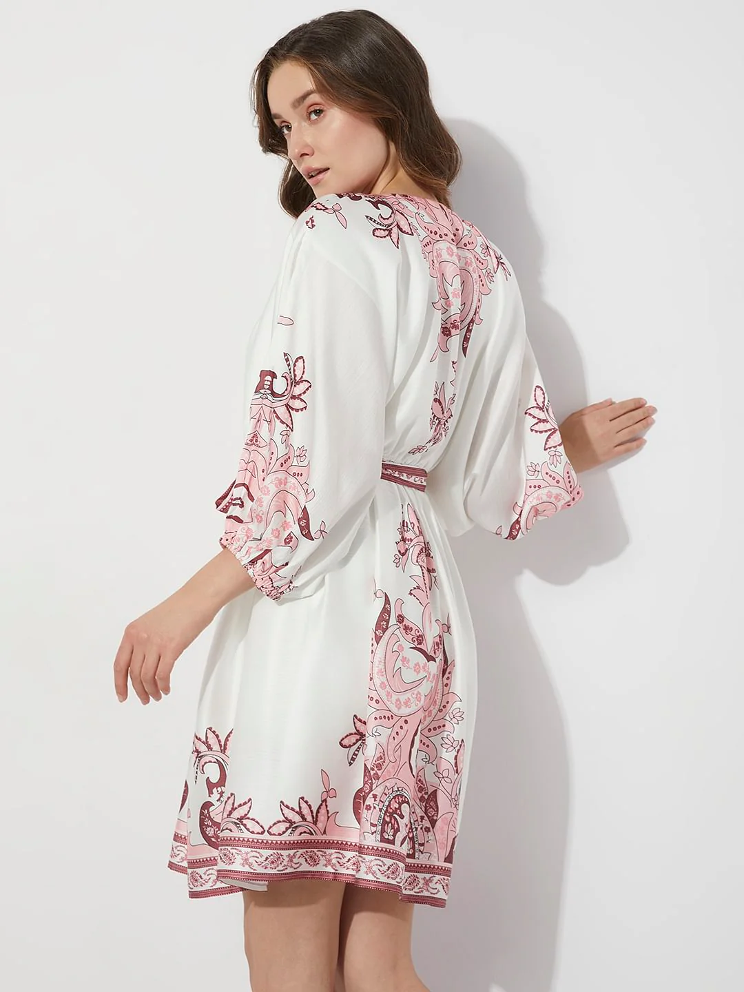 White Boho Print Fit & Flare Dress - Image 4