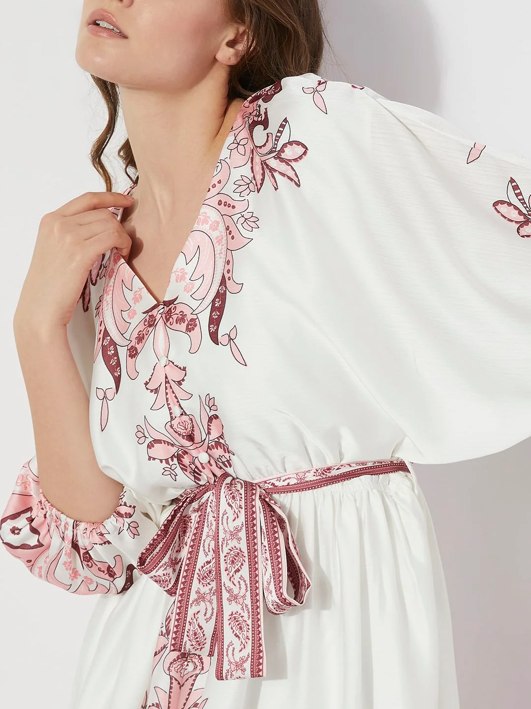 White Boho Print Fit & Flare Dress - Image 6