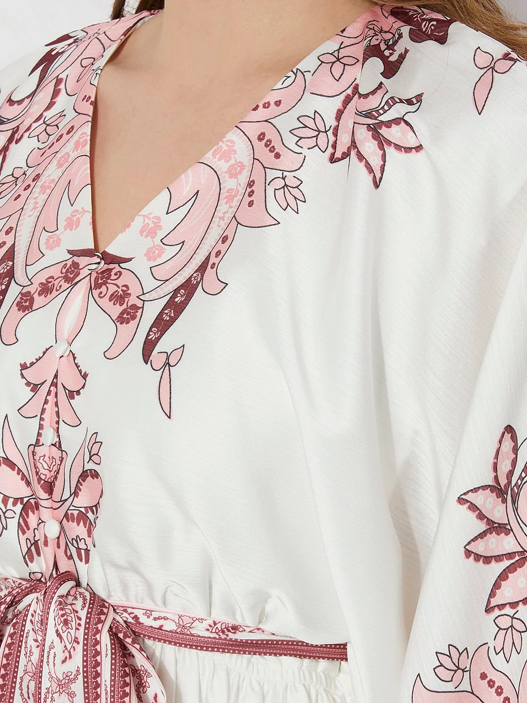 White Boho Print Fit & Flare Dress - Image 8