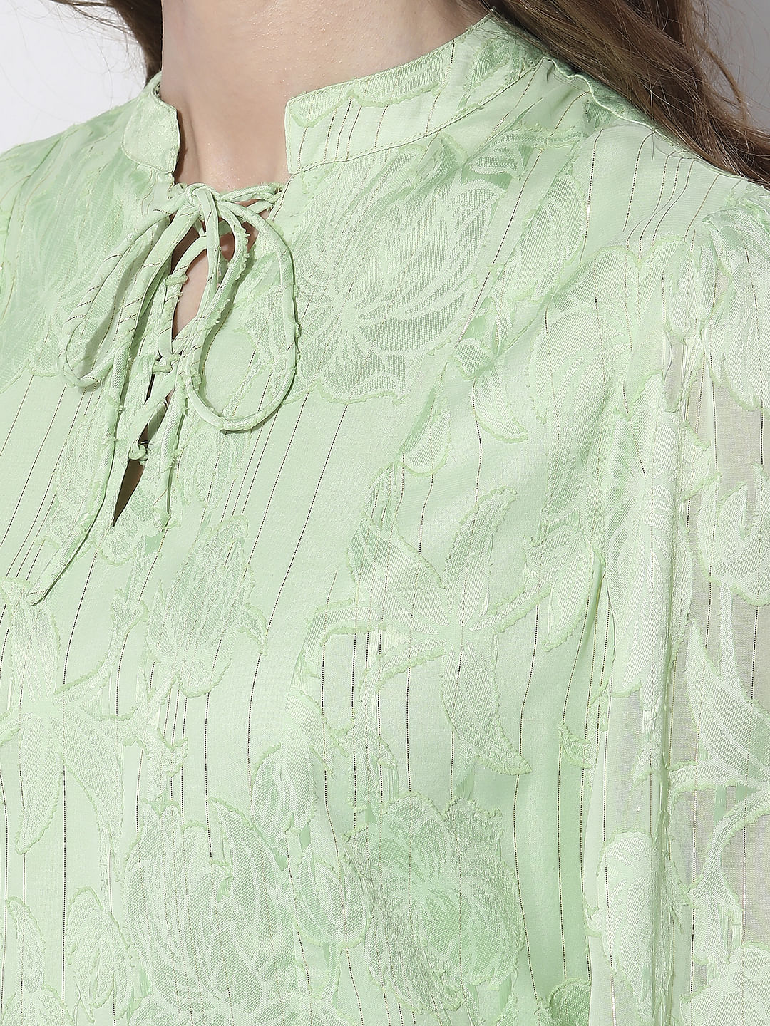 Green Floral Peplum Top - Image 8