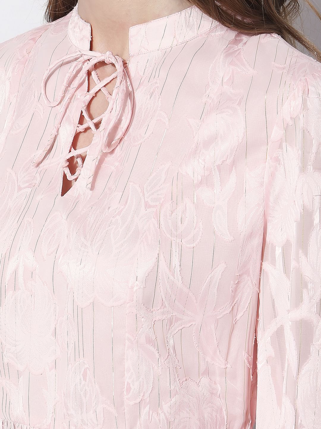 Light Pink Floral Peplum Top - Image 8