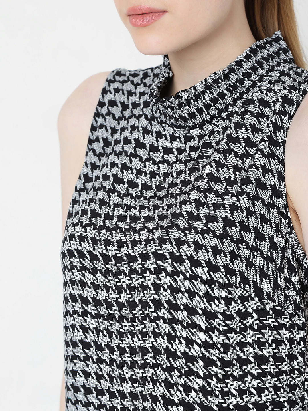 Grey Houndstooth Print Top - Image 6