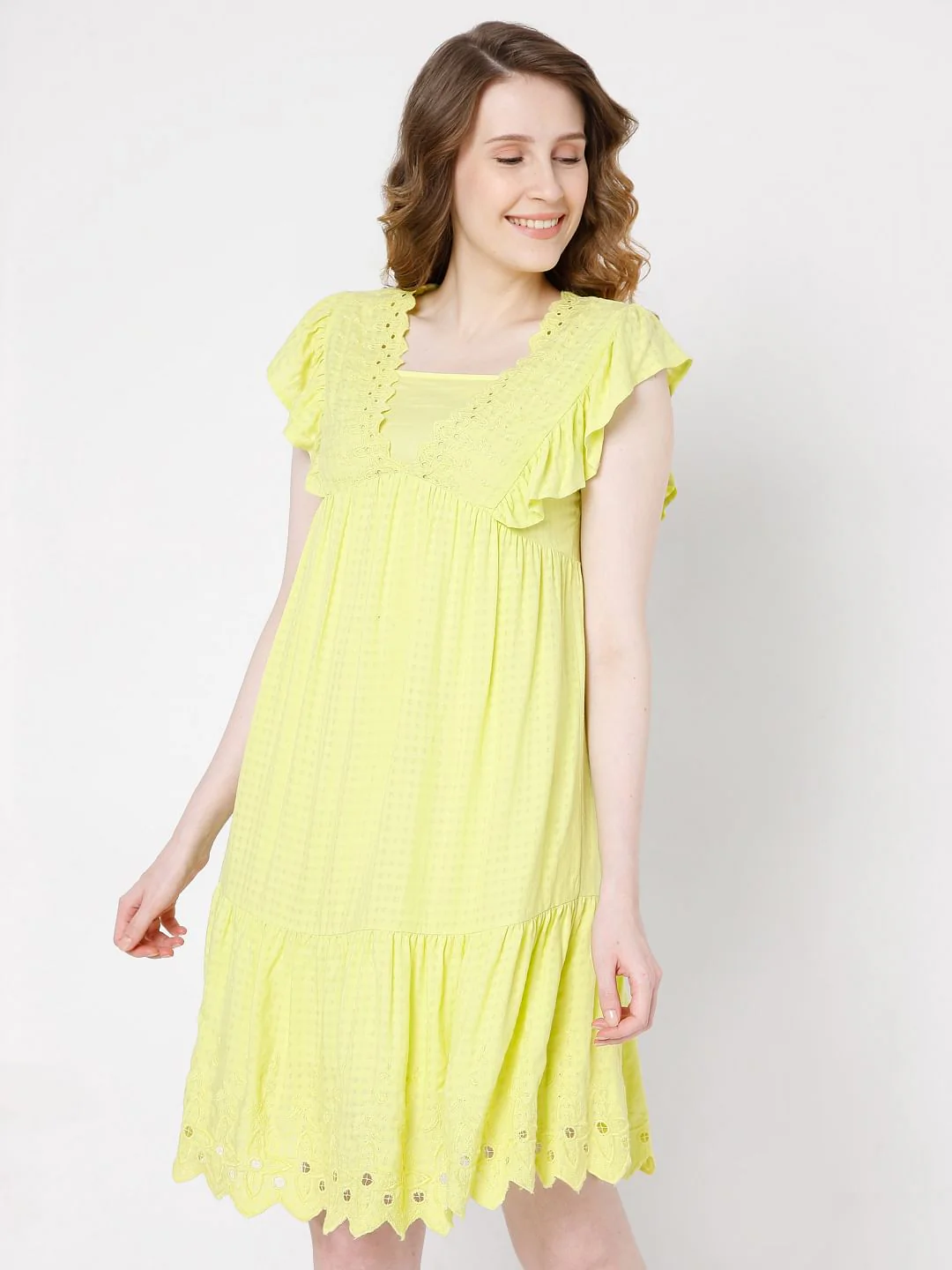 Yellow Schiffli Dress - Image 2
