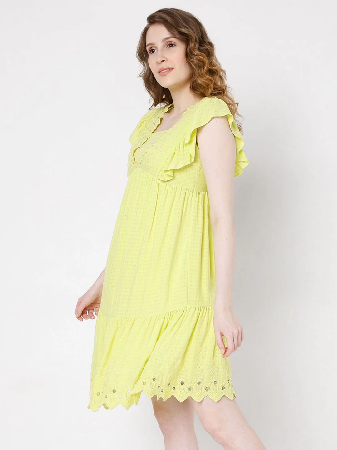 Yellow Schiffli Dress - Image 3