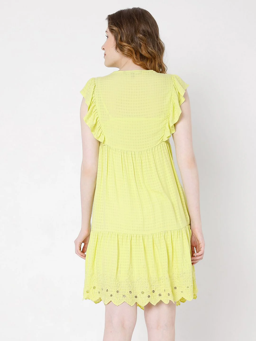 Yellow Schiffli Dress - Image 4