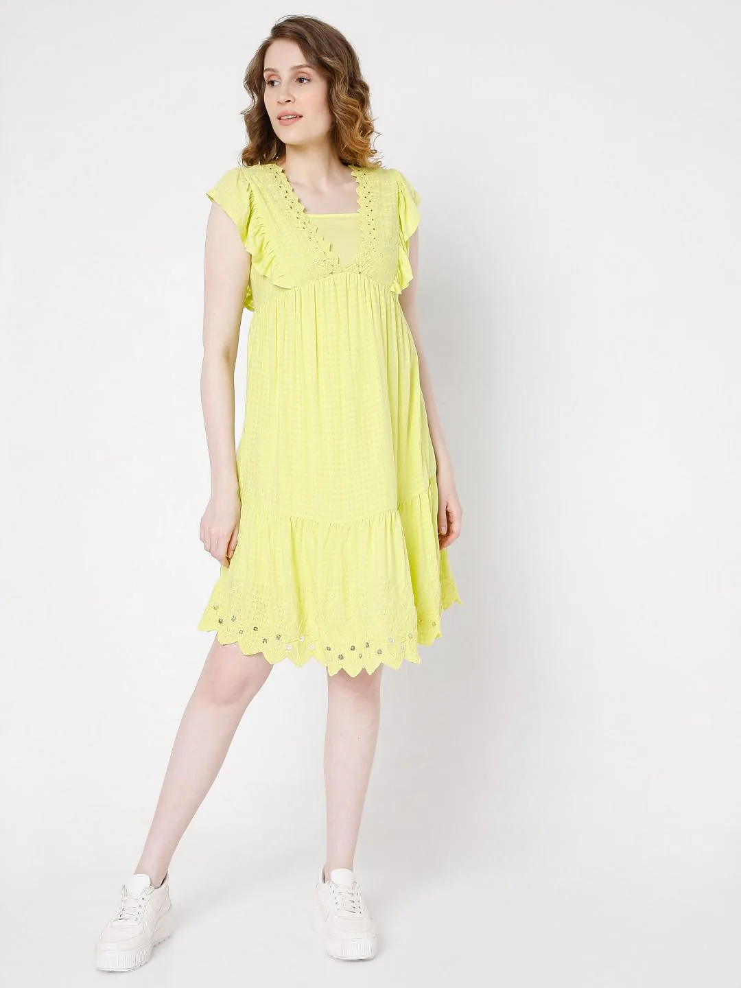 Yellow Schiffli Dress - Image 5