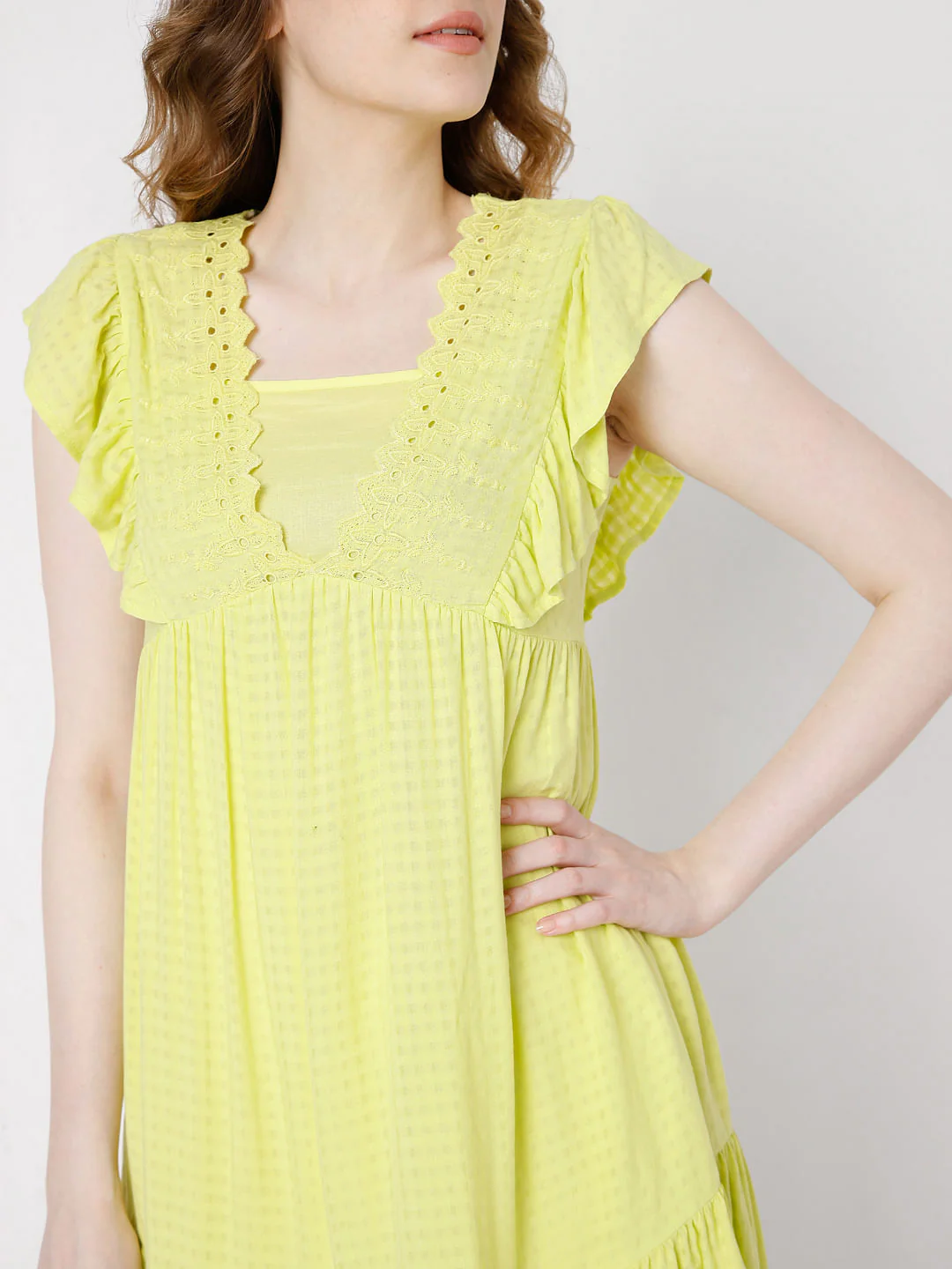 Yellow Schiffli Dress - Image 6
