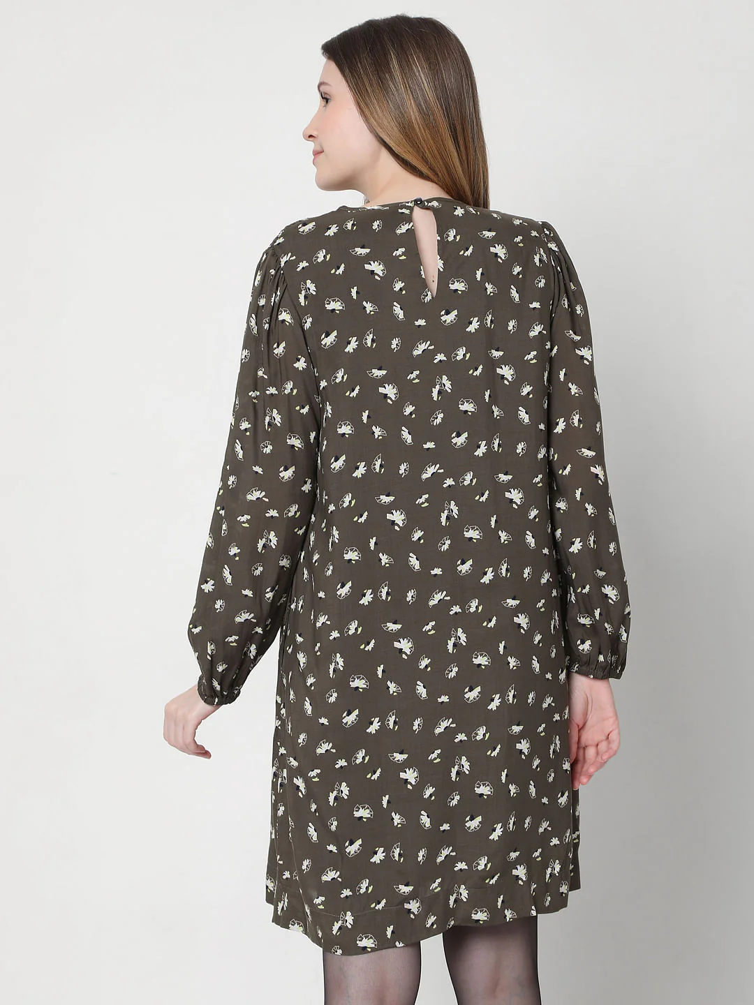 Green Floral Shift Dress - Image 4
