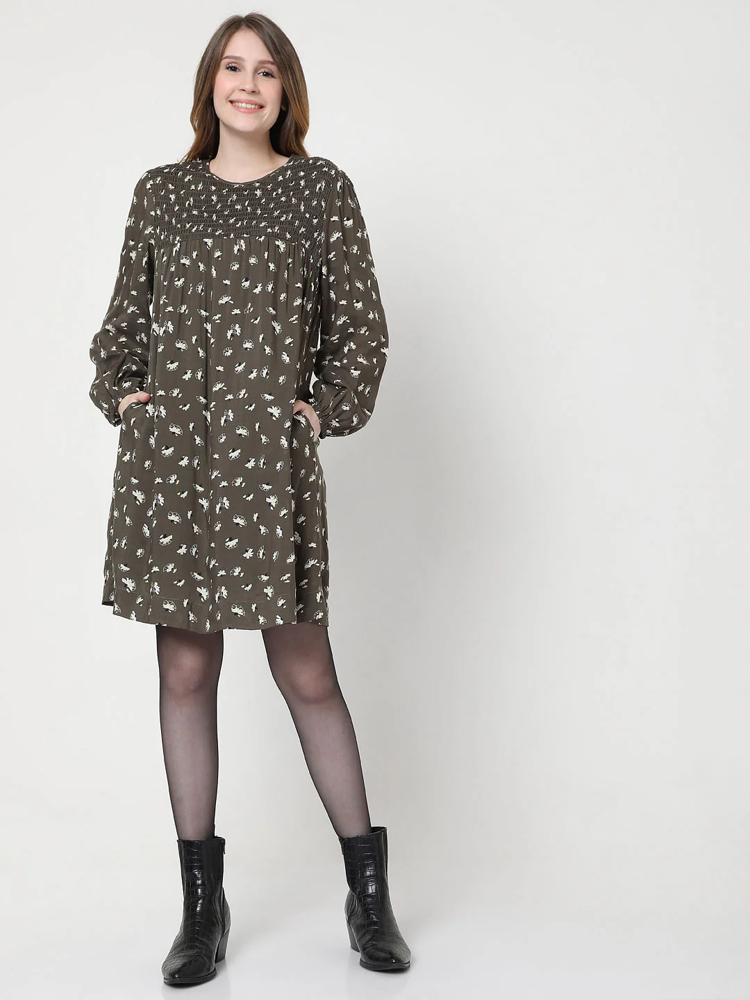 Green Floral Shift Dress - Image 5