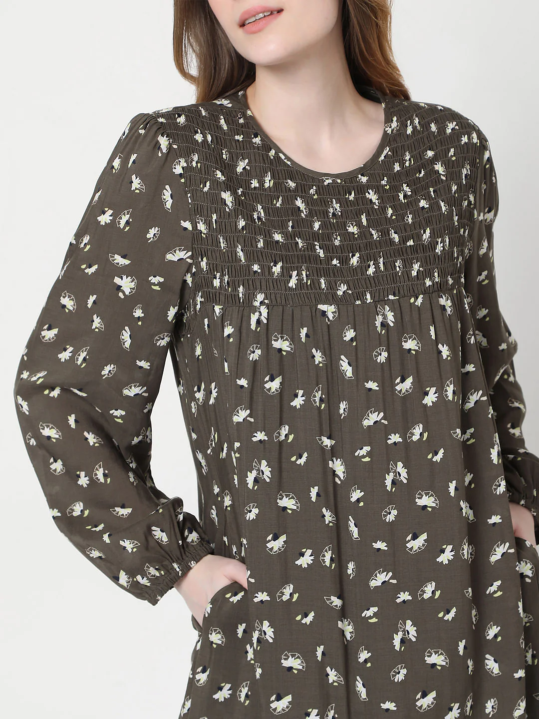 Green Floral Shift Dress - Image 6