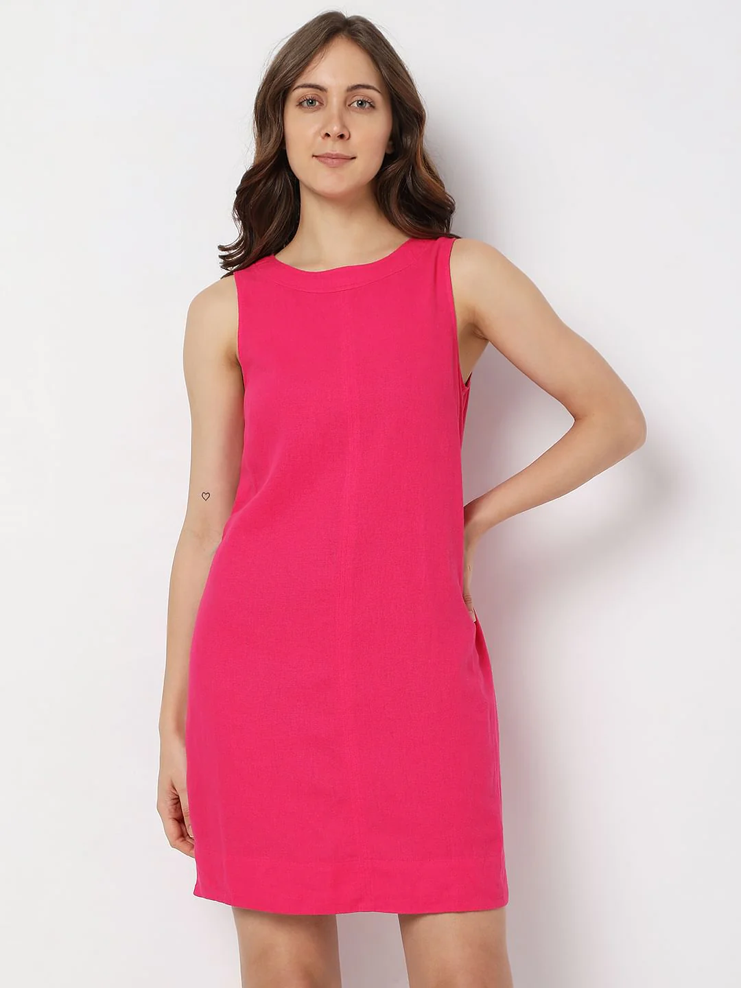Pink Linen Shift Dress - Image 2