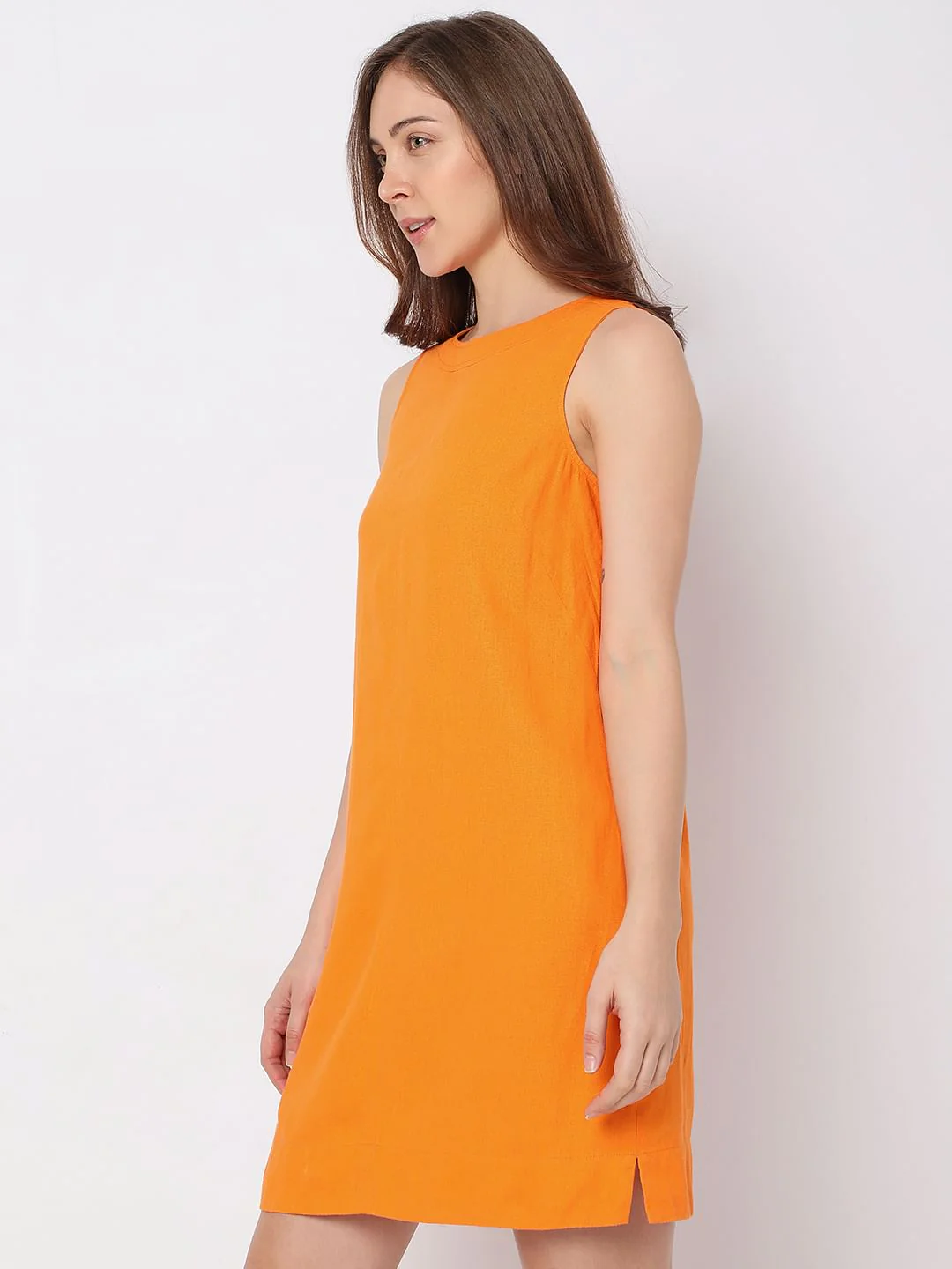 Orange Linen Shift Dress - Image 3