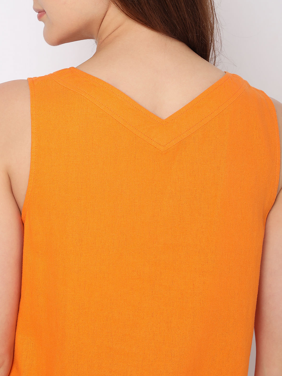 Orange Linen Shift Dress - Image 8