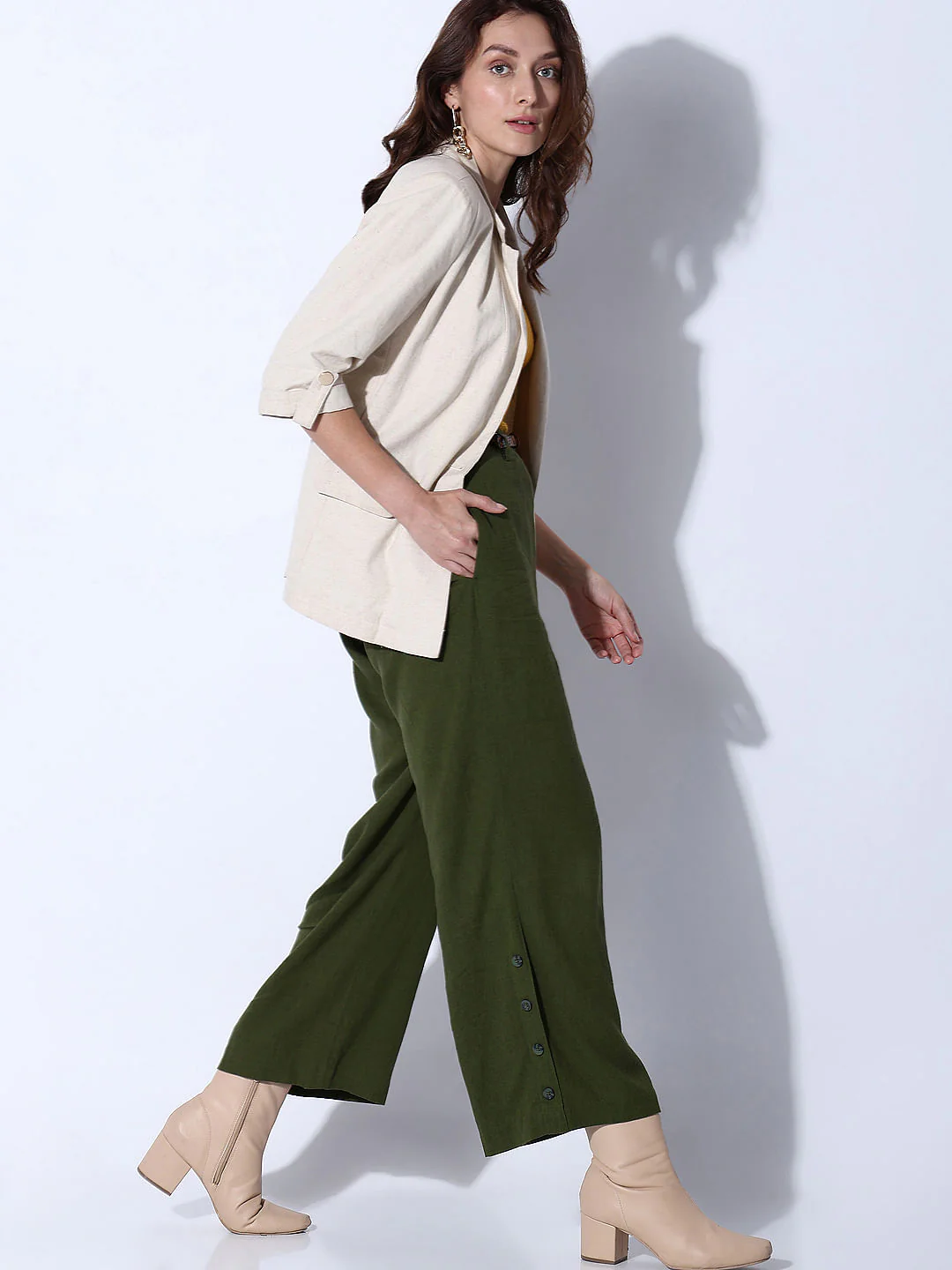 Green High Rise Pants