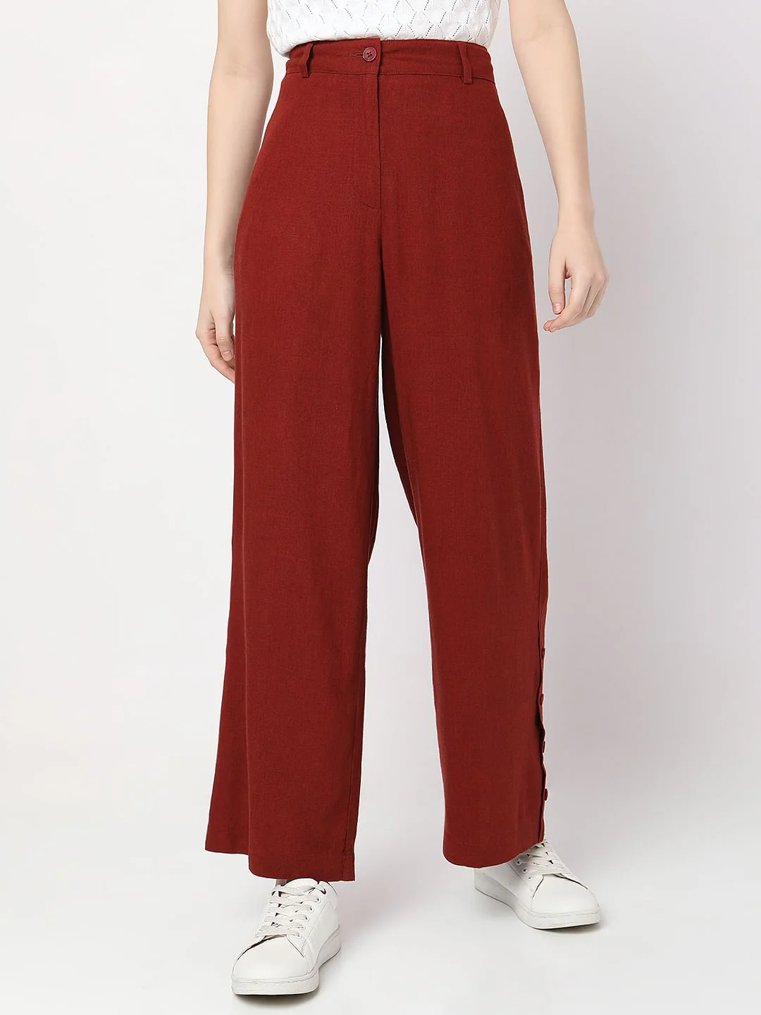 Red High Rise Pants - Image 2