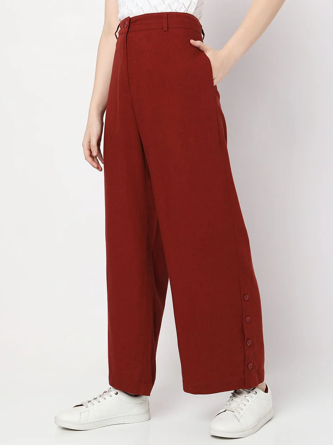Red High Rise Pants - Image 3