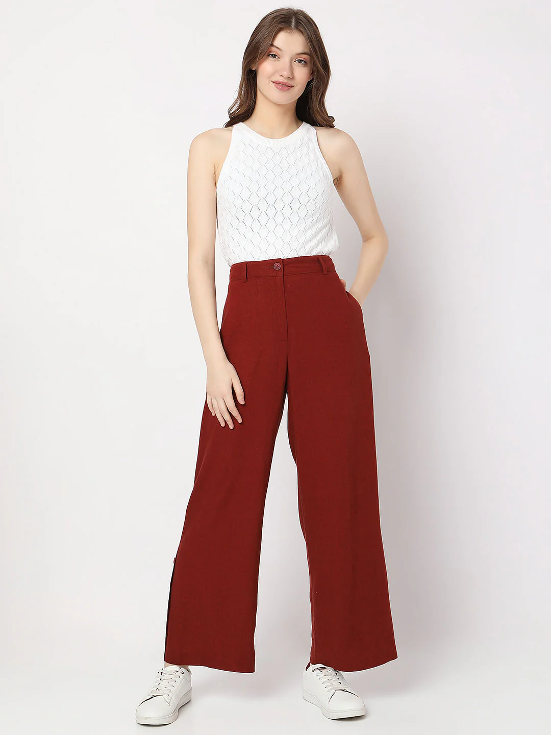 Red High Rise Pants - Image 6