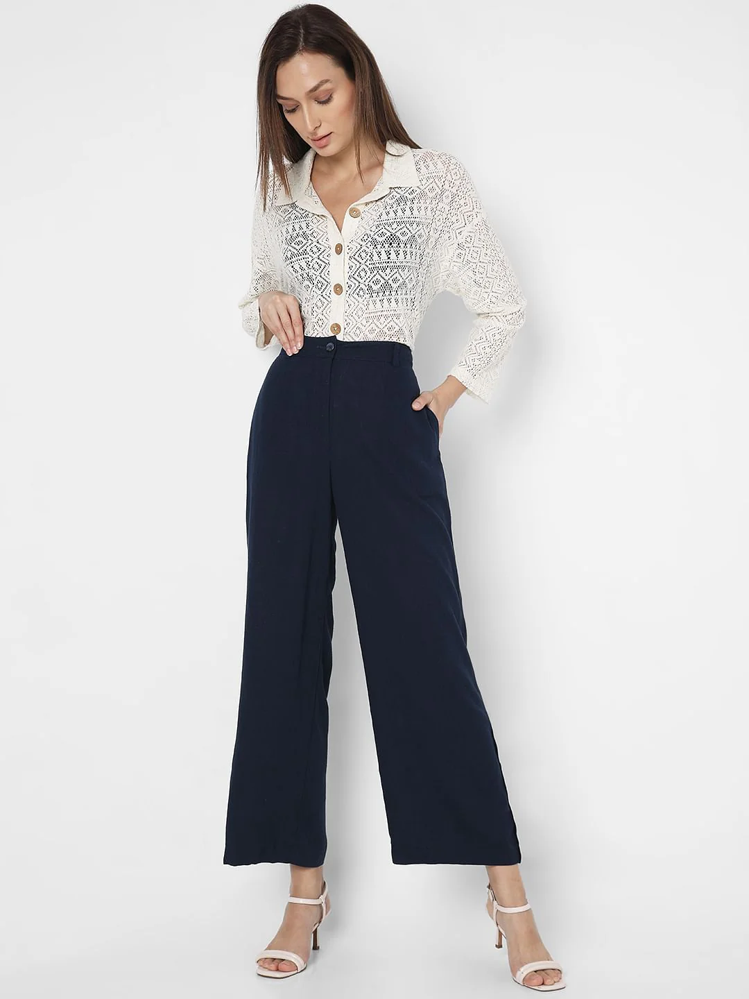 Navy Blue High Rise Pants - Image 5