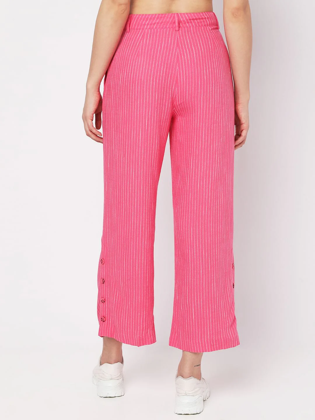 Pink High Rise Striped Pants - Image 4
