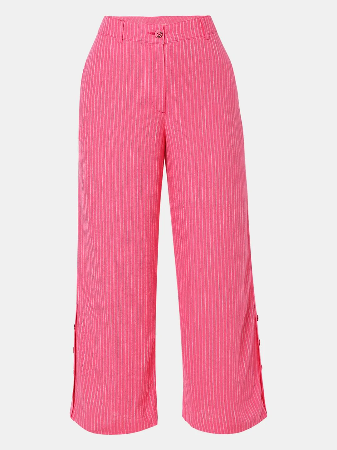 Pink High Rise Striped Pants - Image 7