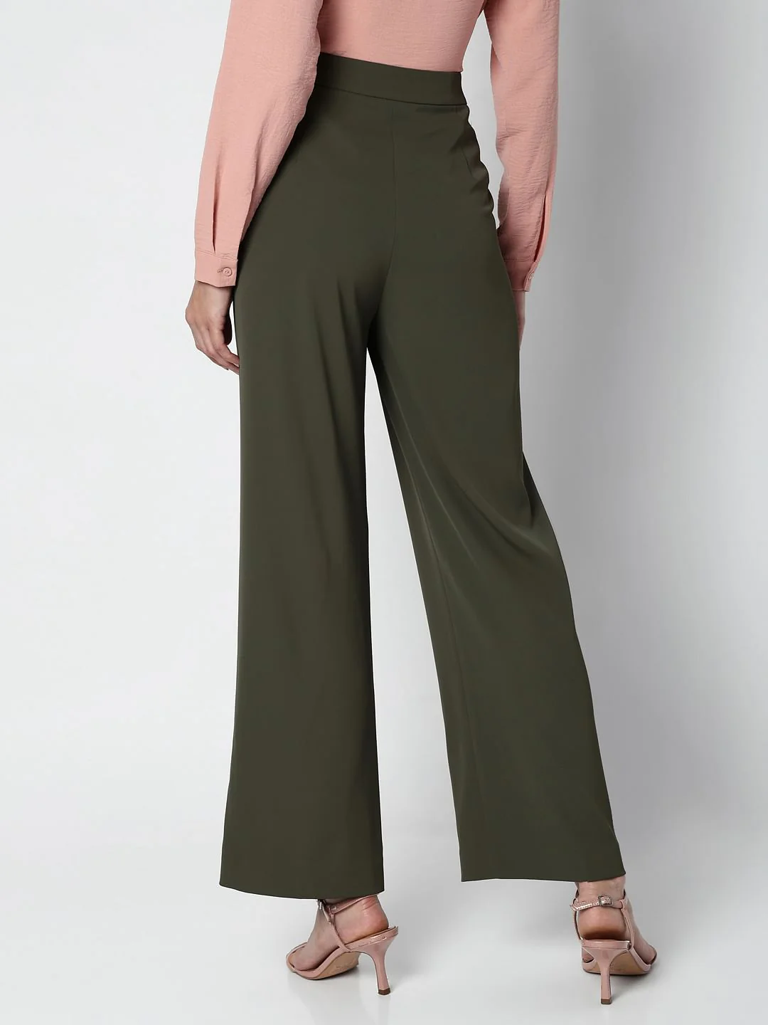 Green High Rise Straight Fit Pants - Image 4