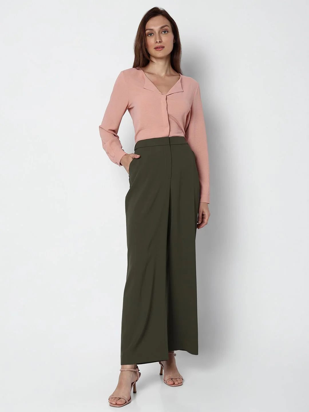 Green High Rise Straight Fit Pants - Image 5