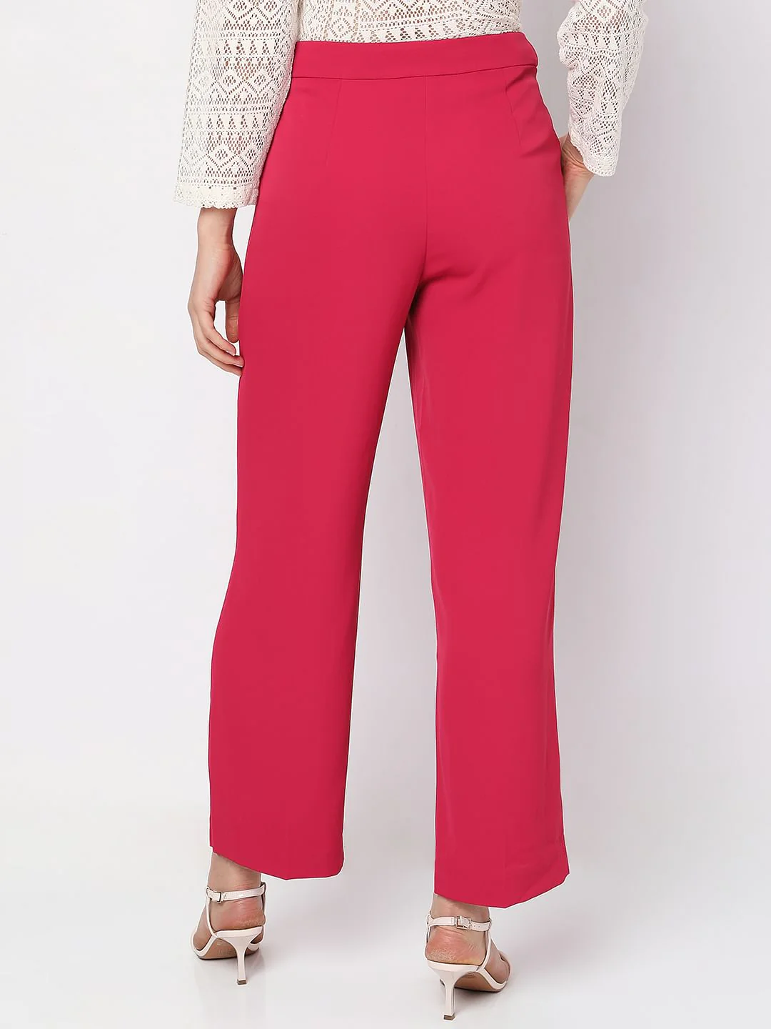 Pink High Rise Straight Fit Pants - Image 4