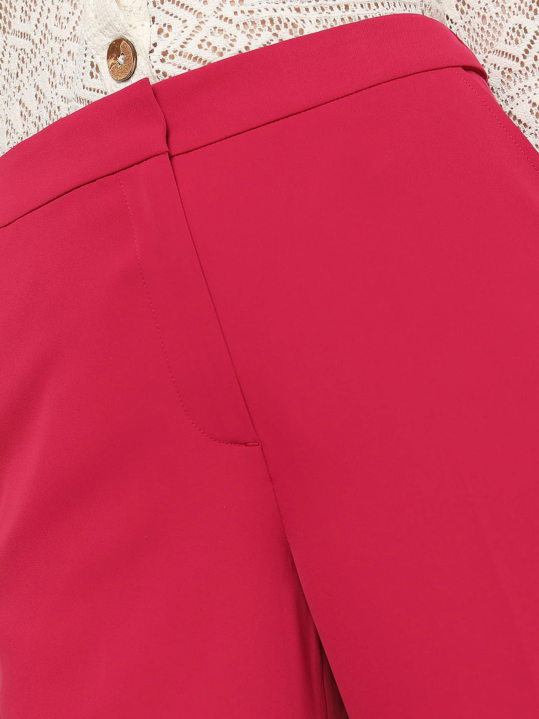 Pink High Rise Straight Fit Pants - Image 8