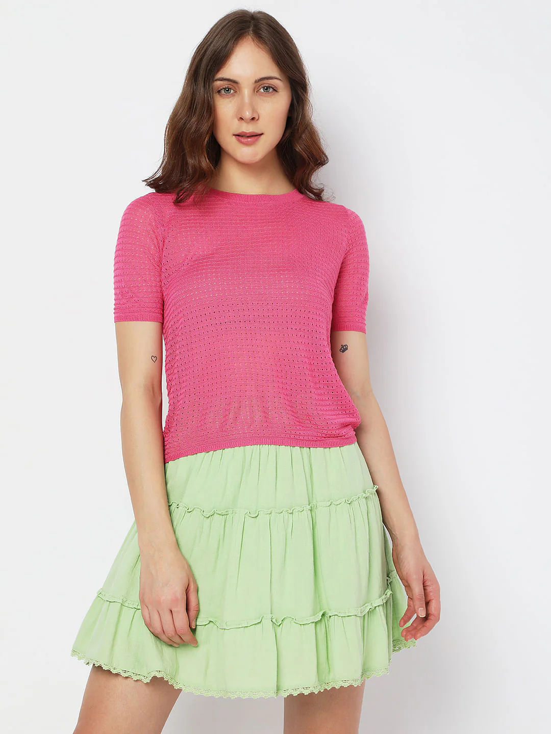Pink Textured Knit Top - Image 2
