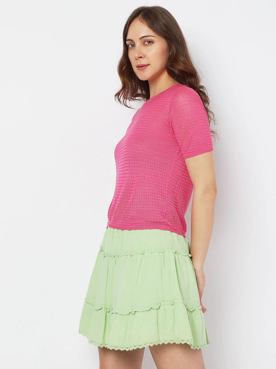 Pink Textured Knit Top - Image 3