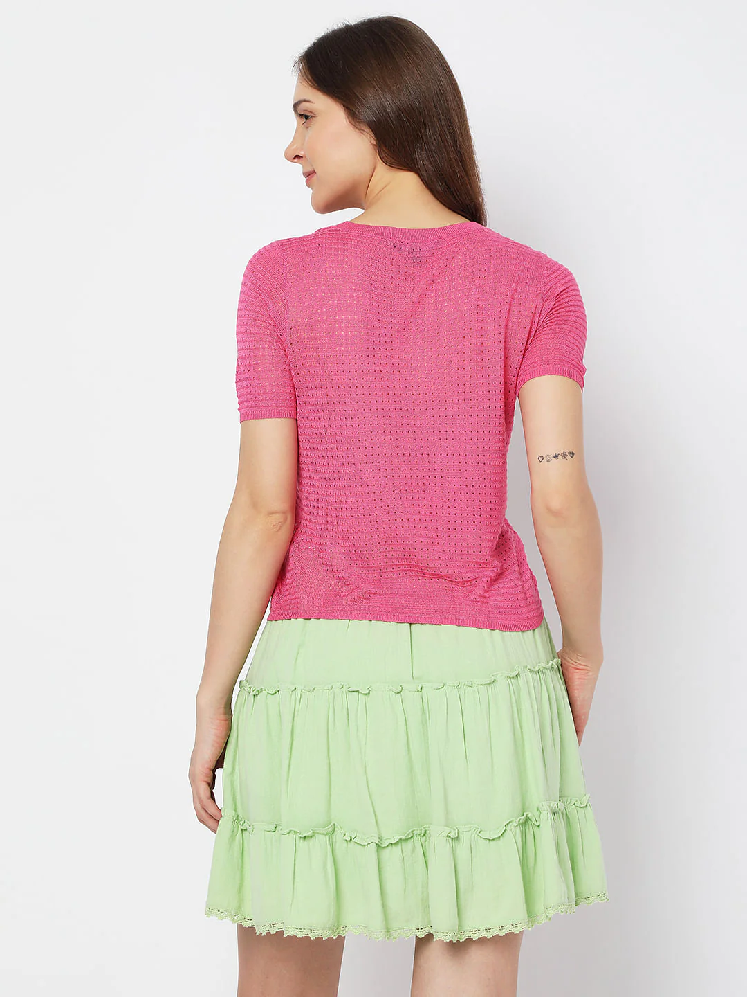 Pink Textured Knit Top - Image 4