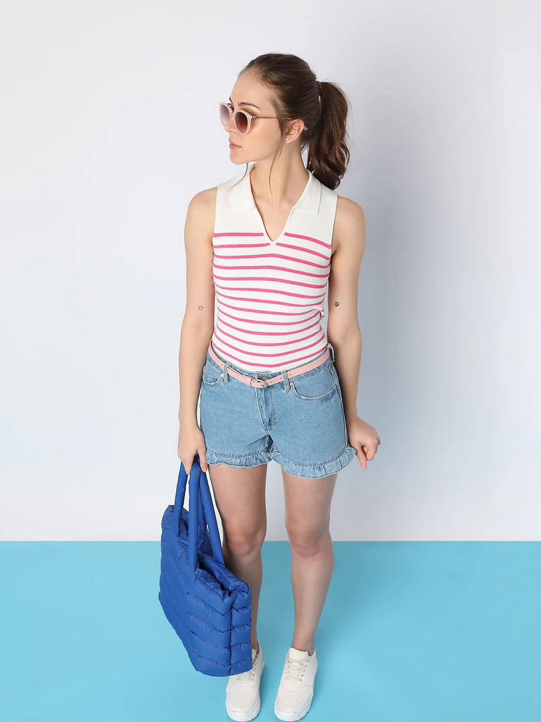 Pink Striped Knit Top