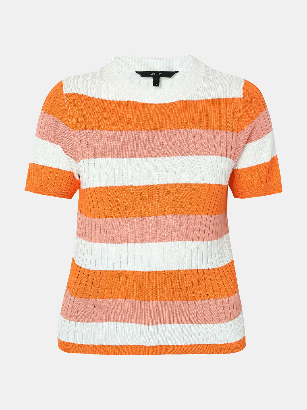 Orange Ribbed Striped Knit Top - Image 7