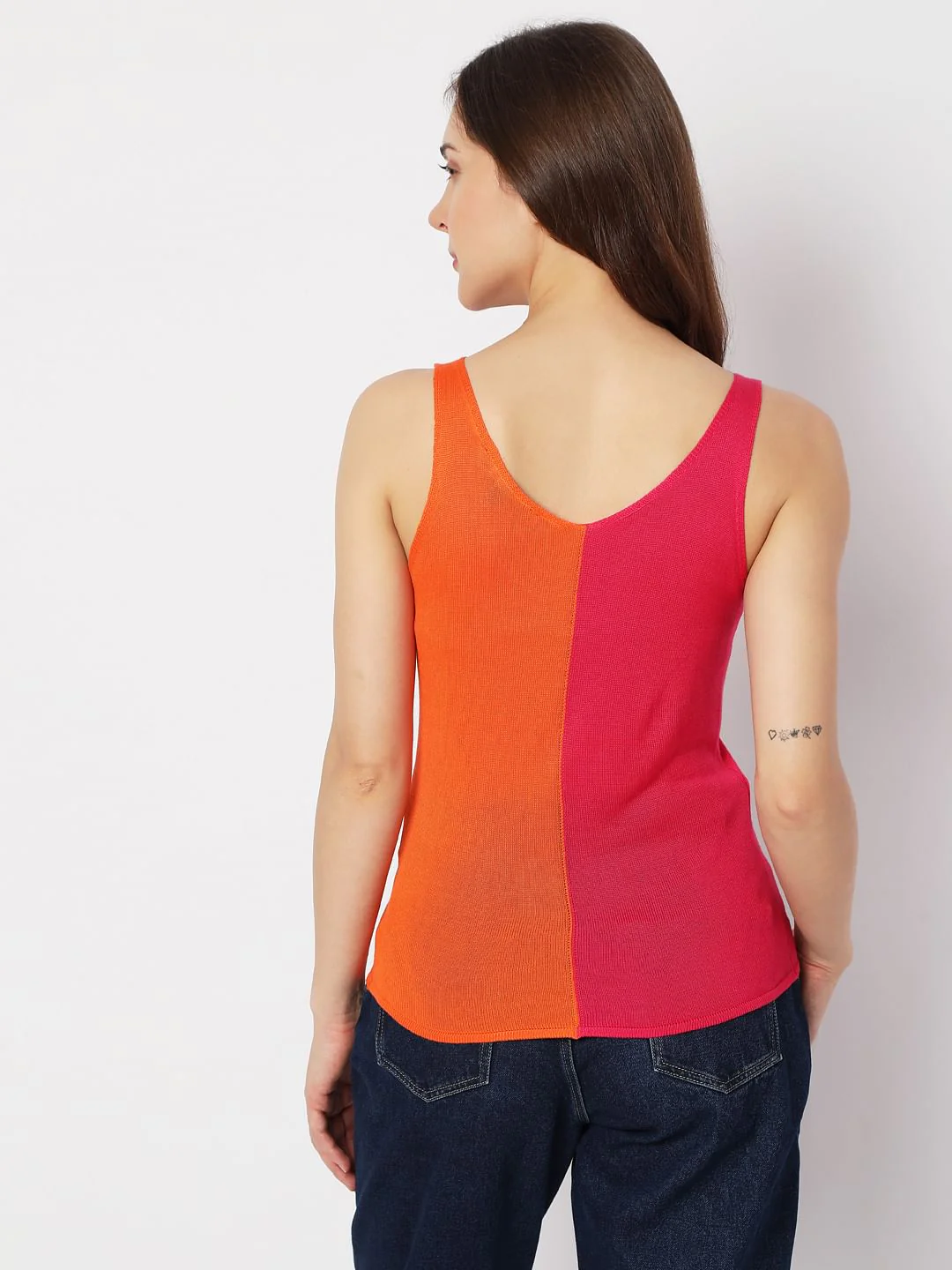 Orange Colourblocked Knit Top - Image 4
