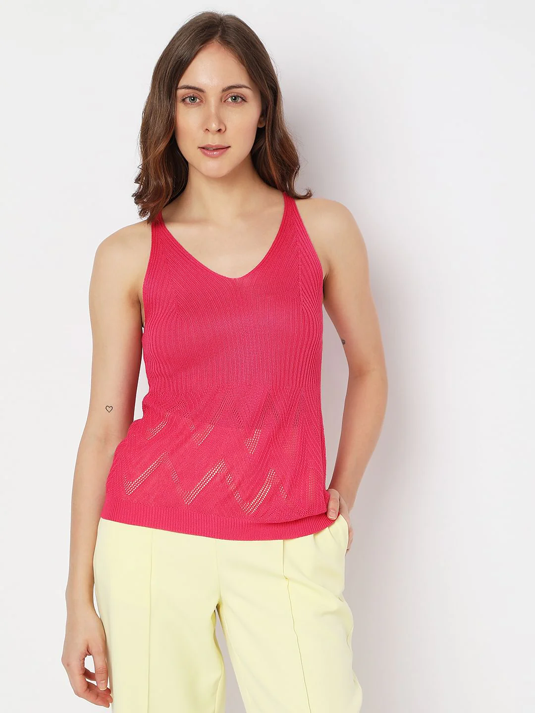 Pink Jacquard Knit Top - Image 2