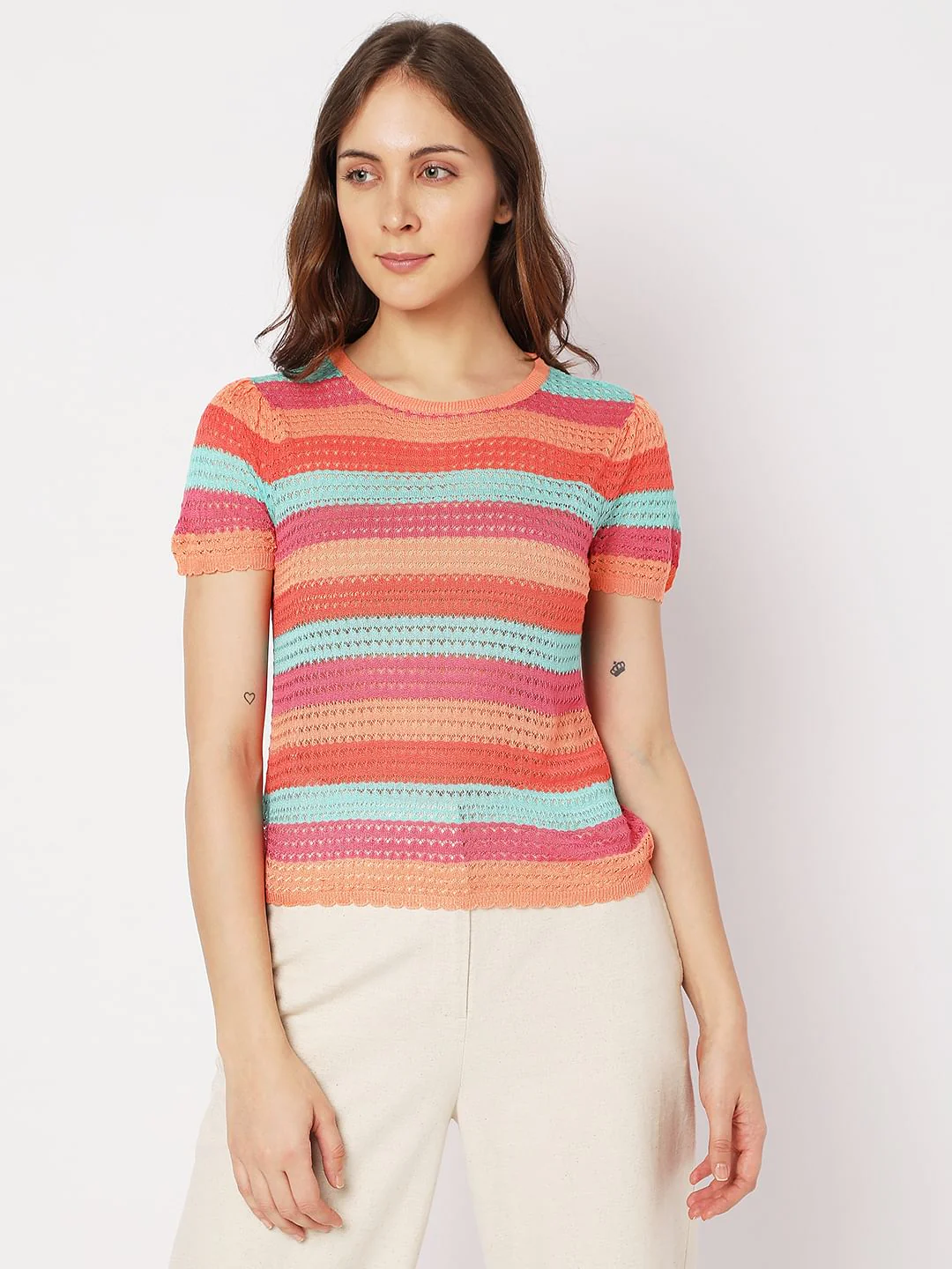 Blue Colourblocked Knit Top - Image 2