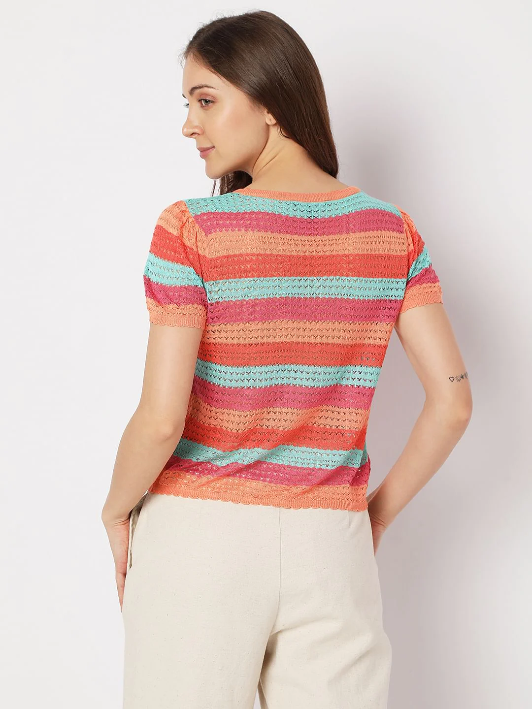 Blue Colourblocked Knit Top - Image 4