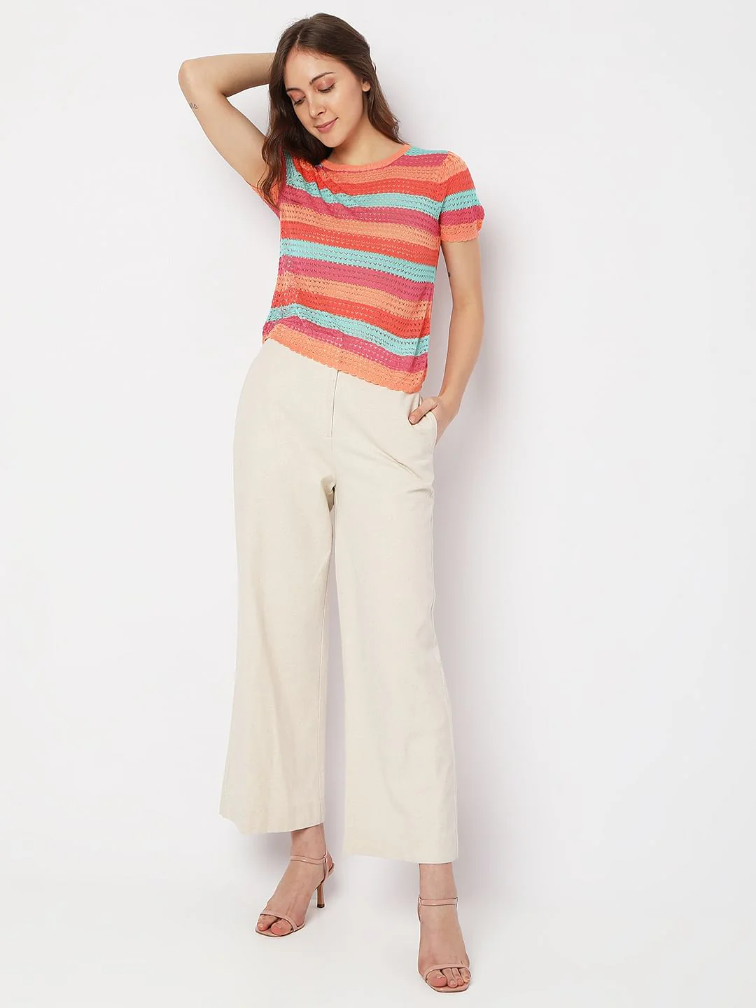 Blue Colourblocked Knit Top - Image 5