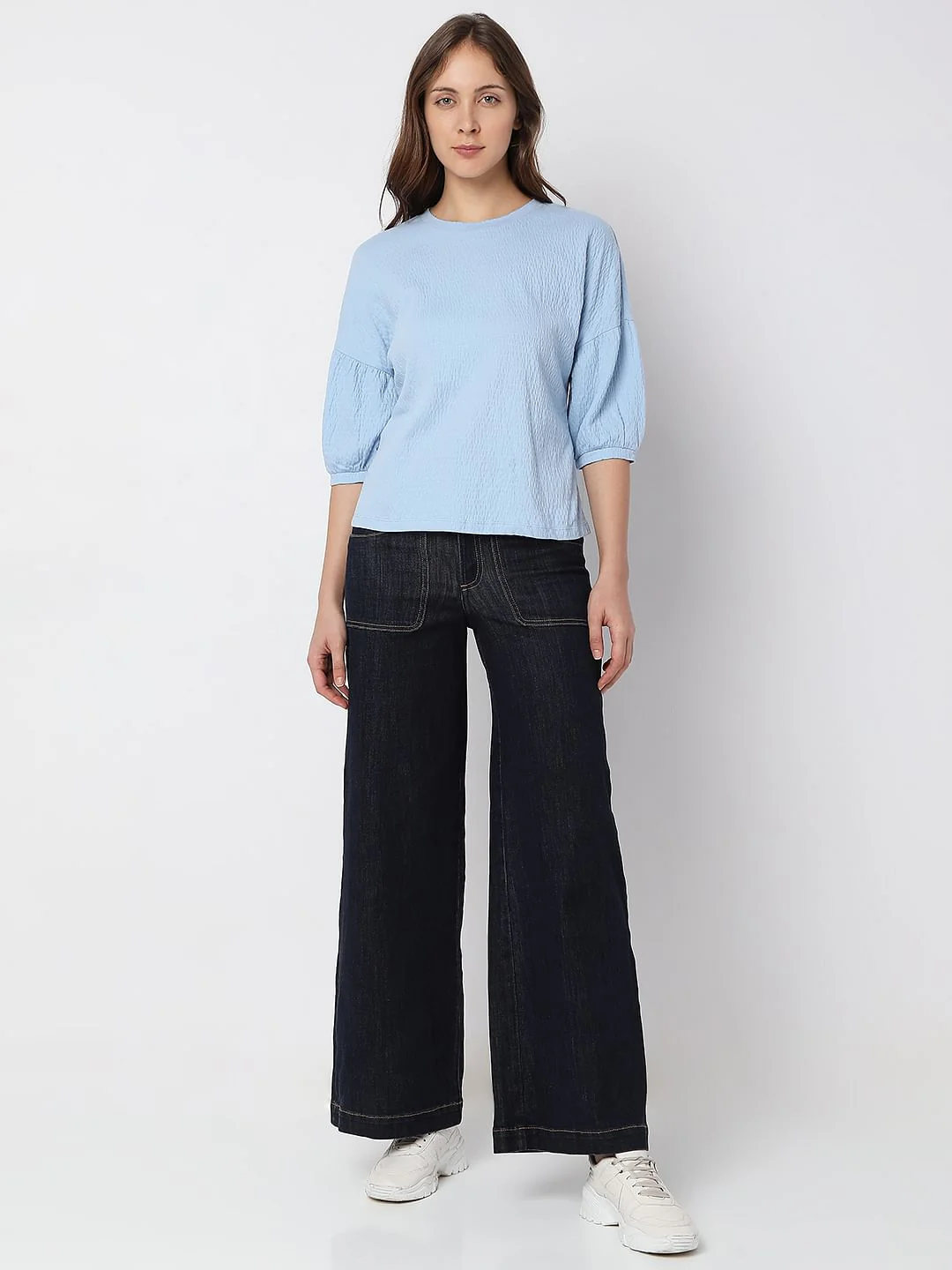 Blue Textured Knit Top - Image 5