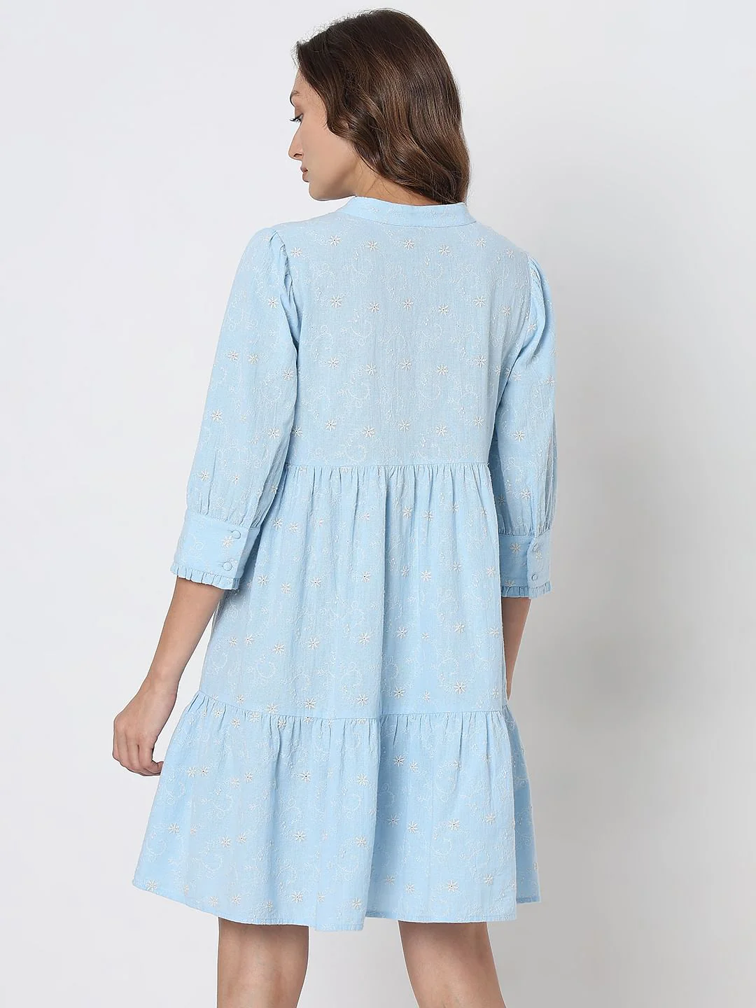 Light Blue Embroidered Shift Dress - Image 4