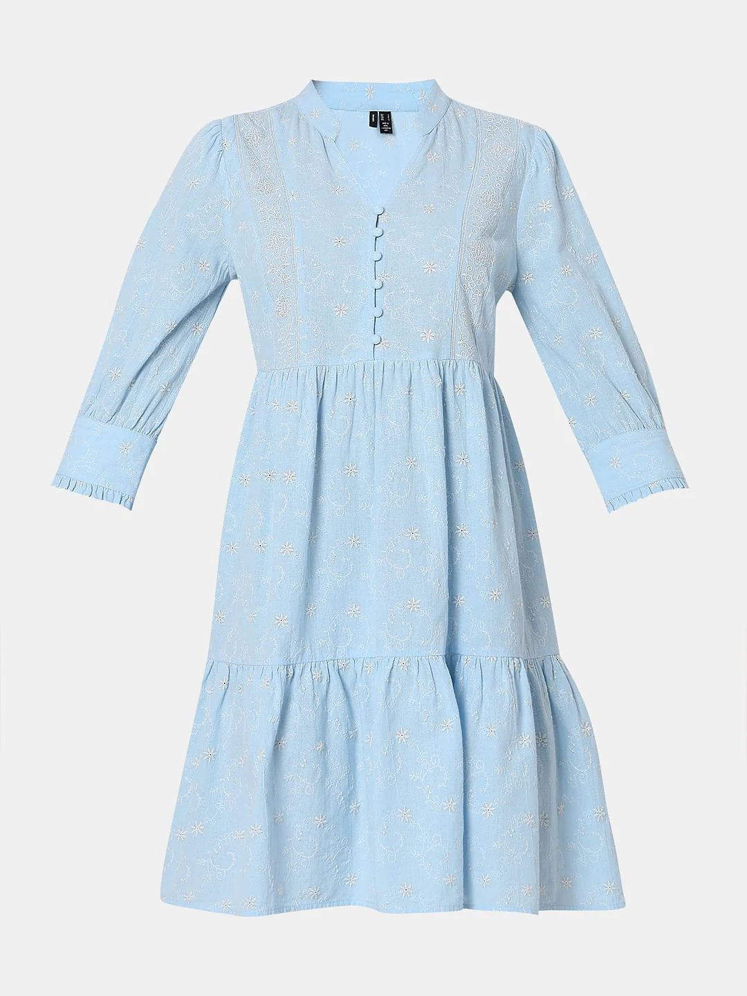 Light Blue Embroidered Shift Dress - Image 7